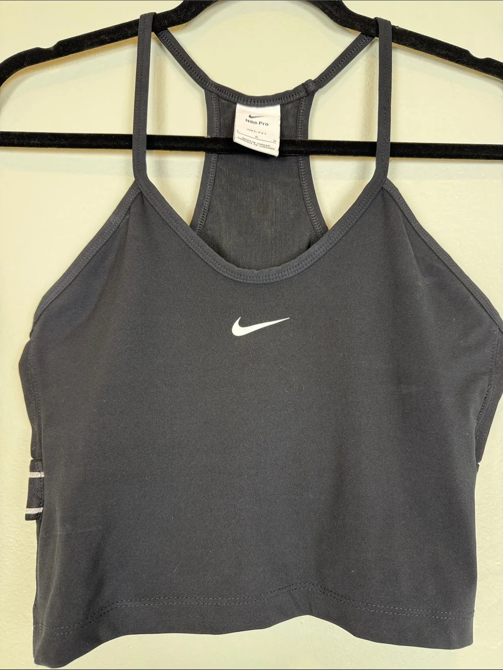 Nike Black Cropped Sports Tank with White Swoosh